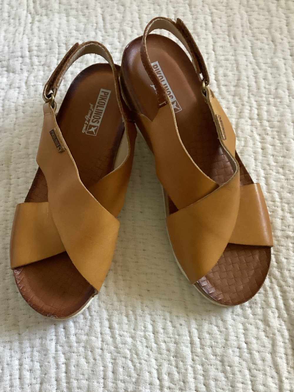 PIKOLINOS Cognac Crisscross Slingback Sandals